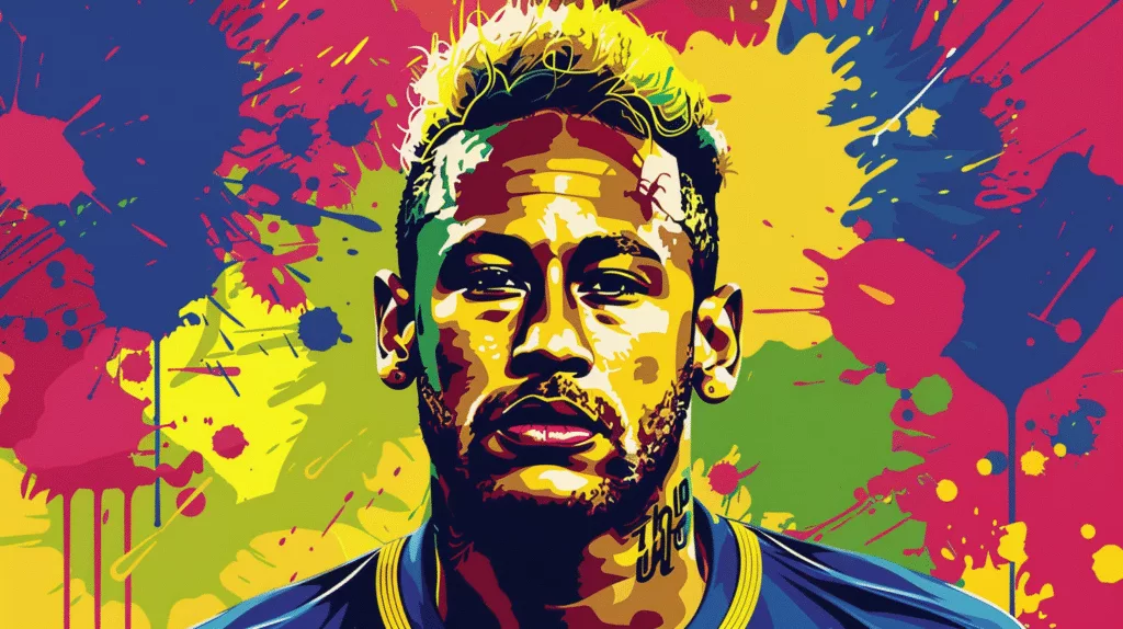 Colourful pop art portrait of male footballer.