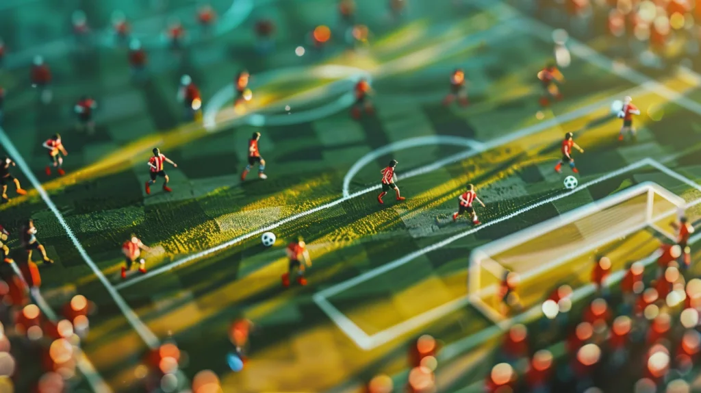 Miniature football game showing tactics